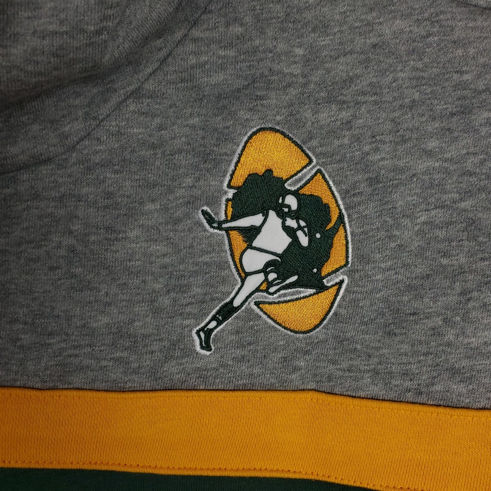 Green Bay Packers Mitchell & Ness Large Hoodie Script Logo Green Gray Yellow NWT - Picture 4 of 8